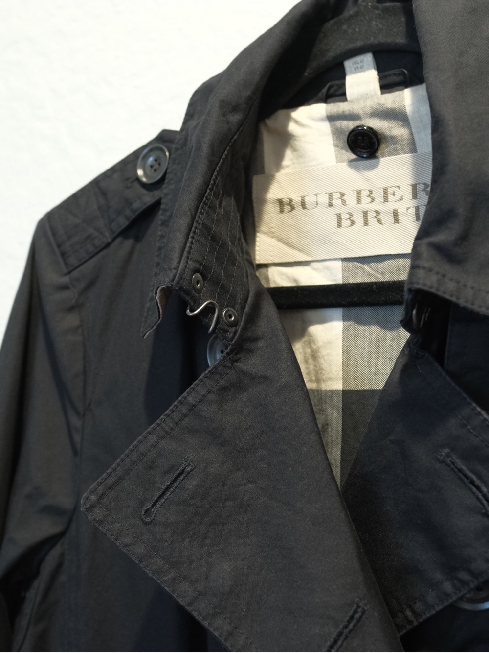 Burberry Brit Black Double Breasted Trench Coat Size 10 Nova Check **READ - Picture 8 of 12